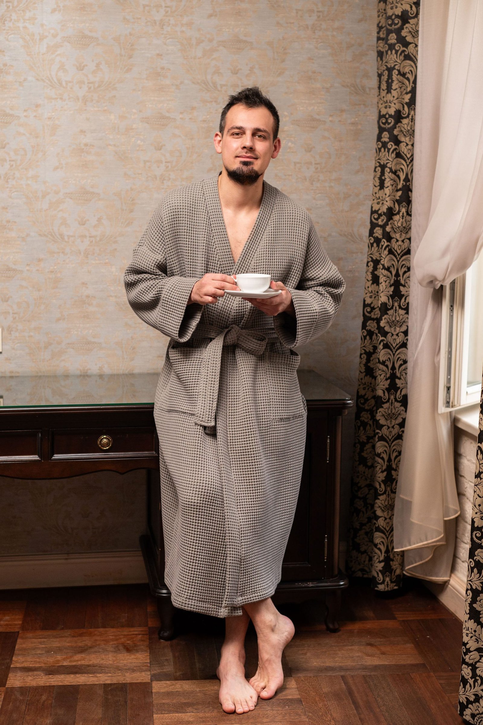 Mens Waffle Bathrobe